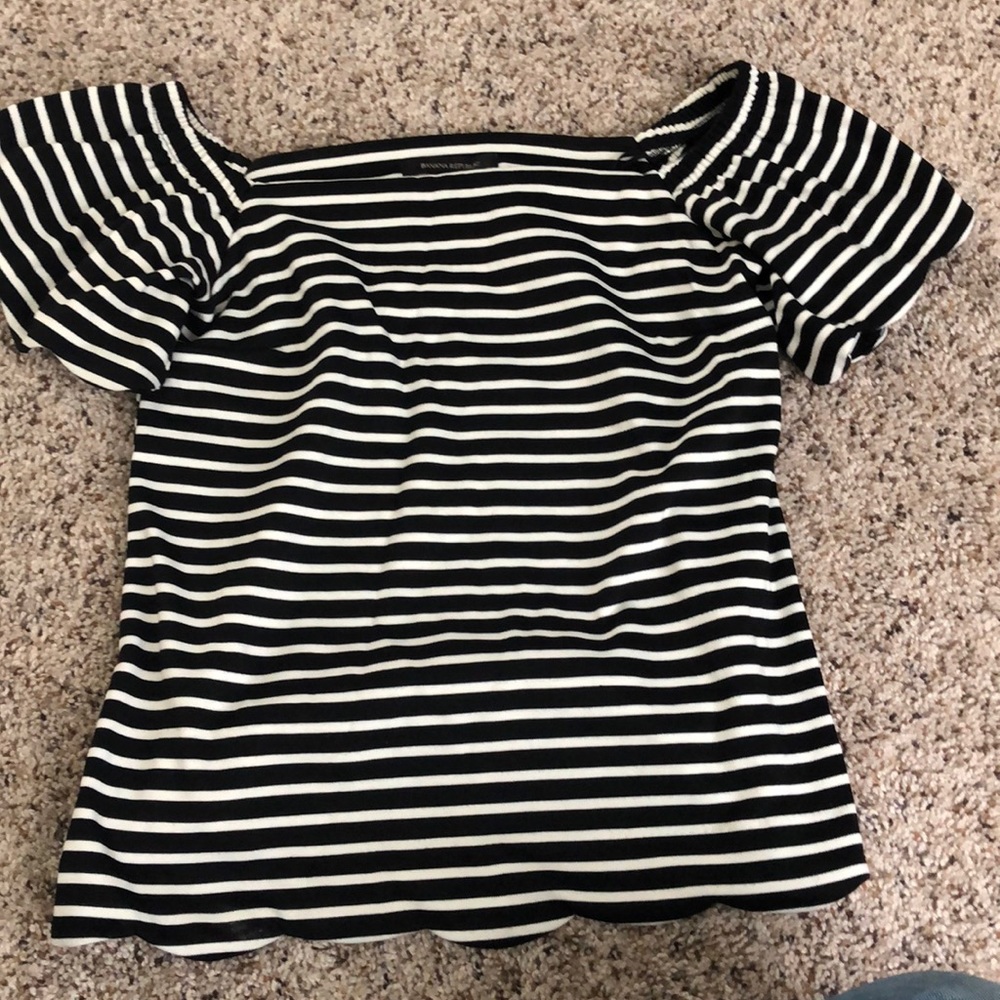 Banana Republic striped off the shoulder blouse